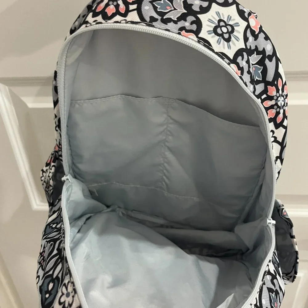 Vera Bradley Black White Gray and Pink Floral Mini Backpack